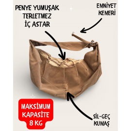 Açık Kahve Güderi Dokulu Köpek Taşıma Çantası – Emniyet Kemerli