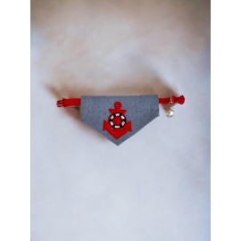 Anchor Denim Kedi Bandana, Fular, Kedi Kıyafeti Kedi Elbisesi, Kedi Tasması