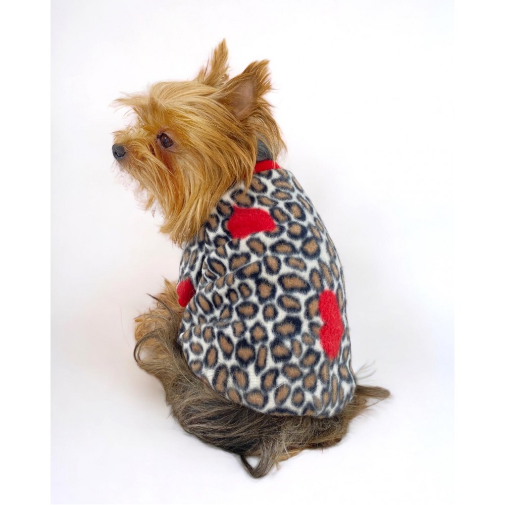 Animal Leo Print Sweat Red Sweat Köpek Kazağı Köpek Poları