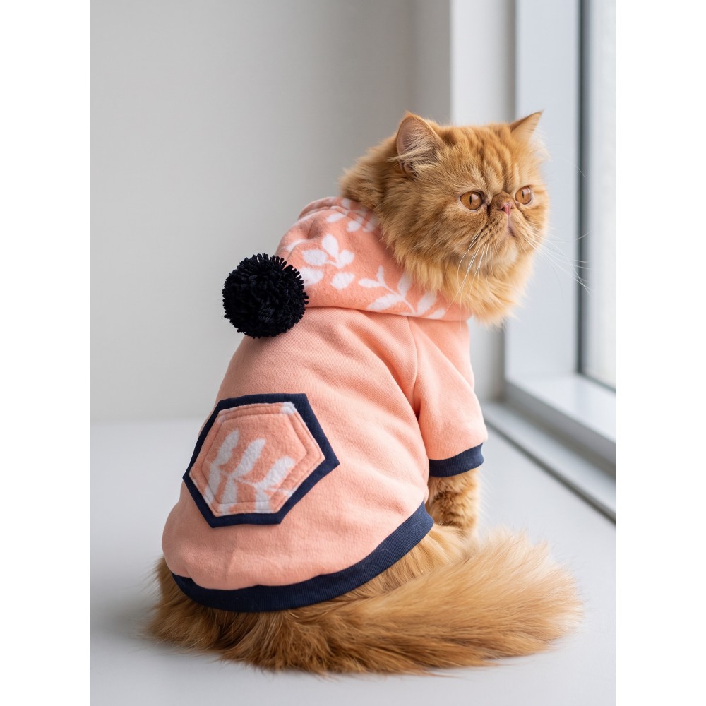 Peachy Pink Kedi Polar Sweatshirt – Sıcak Tutan Yumuşak Kedi Kıyafeti