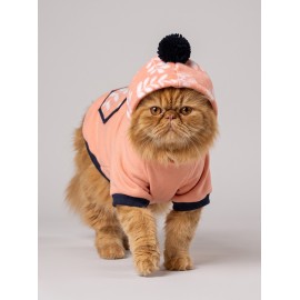Peachy Pink Kedi Polar Sweatshirt – Sıcak Tutan Yumuşak Kedi Kıyafeti