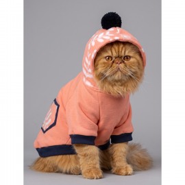 Peachy Pink Kedi Polar Sweatshirt – Sıcak Tutan Yumuşak Kedi Kıyafeti