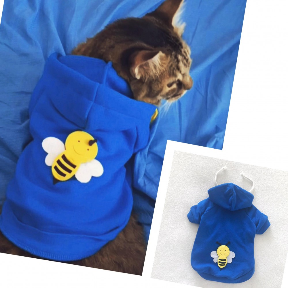 Athletique Arılı Kedi Süeteri Mavi kedi kıyafeti kedi Elbisesi