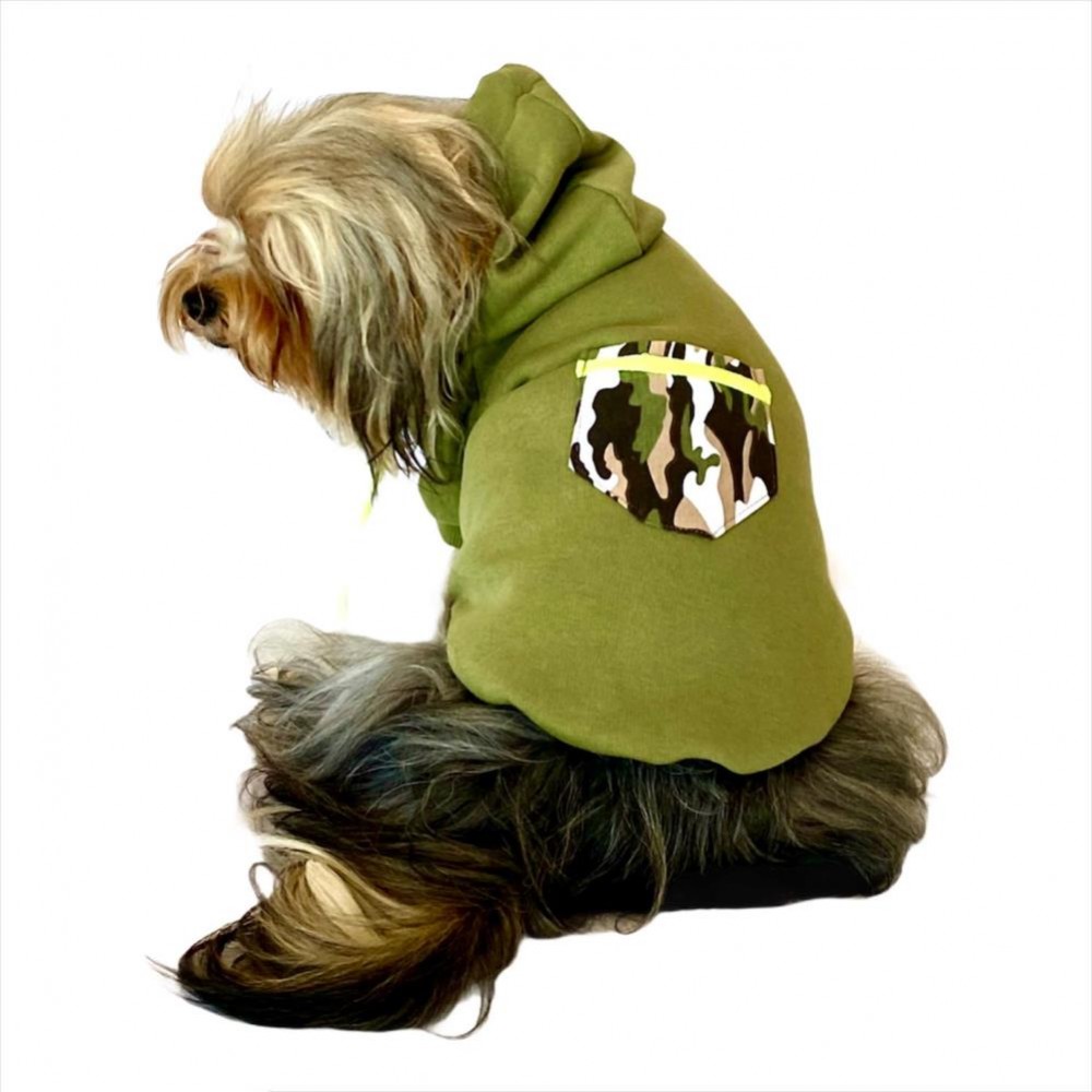 Athletique Green Camouflage Kapşonlu Sweat Köpek Kazağı