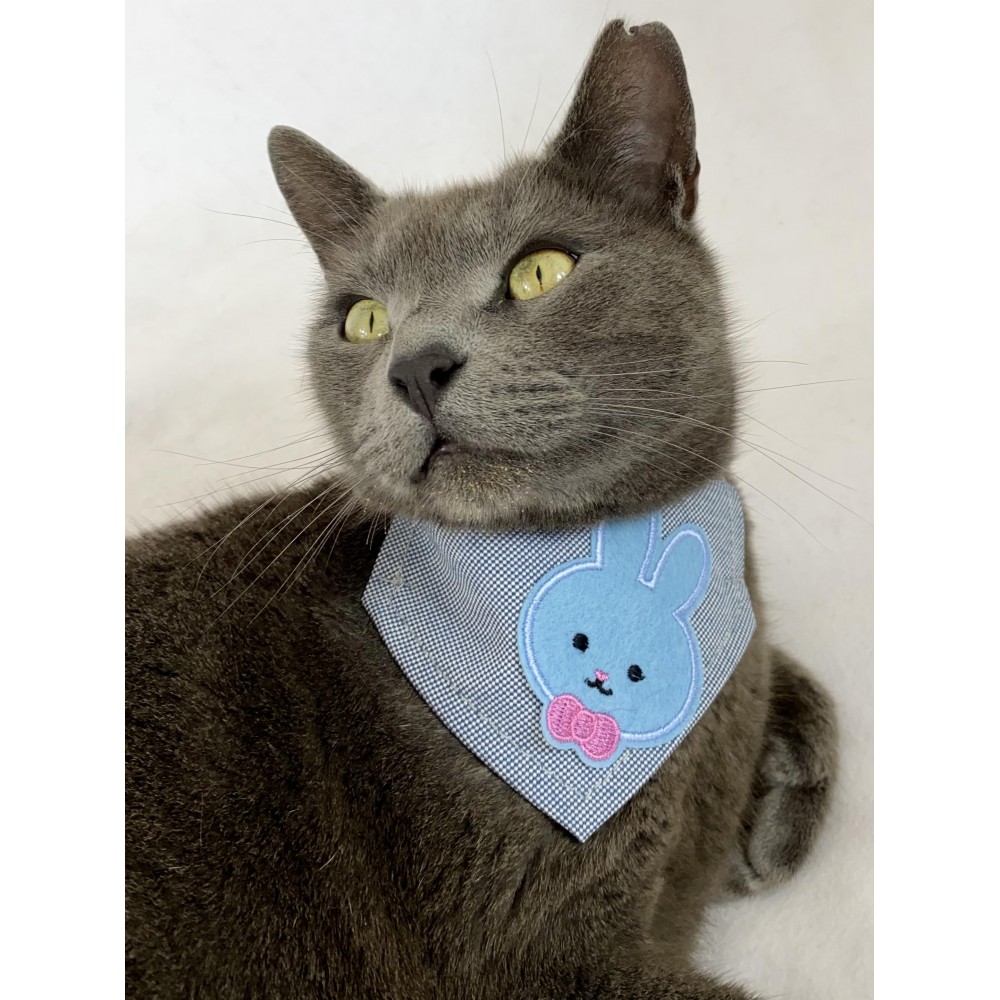 Blue Bunny Kedi Bandana, Fular, Kedi Kıyafeti Kedi Elbisesi, Kedi Tasması