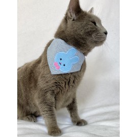 Blue Bunny Kedi Bandana, Fular, Kedi Kıyafeti Kedi Elbisesi, Kedi Tasması