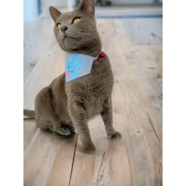 Blue Bunny Kedi Bandana, Fular, Kedi Kıyafeti Kedi Elbisesi, Kedi Tasması