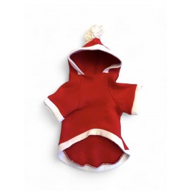 Yılbaşı Ağacı Kırmızı Polar Kedi Kıyafeti | Kapüşonlu Noel Kedi Sweatshirt | Küçük Irklar İçin