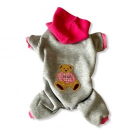 Bear Grey Pink Köpek Tulumu Köpek Kıyafeti