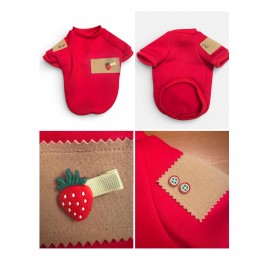 Sevimli Çilek Detaylı Kırmızı Kedi Polar Sweatshirt