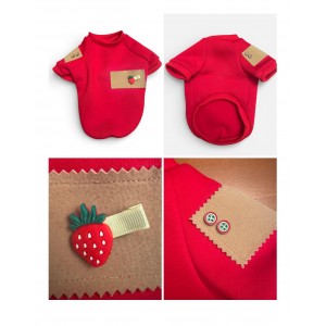 Sevimli Çilek Detaylı Kırmızı Kedi Polar Sweatshirt