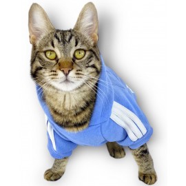 Bebek Mavisi Adidog Kapşonlu Kedi Sweatshirt Kedi Kazağı 