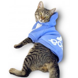 Bebek Mavisi Adidog Kapşonlu Kedi Sweatshirt Kedi Kazağı 