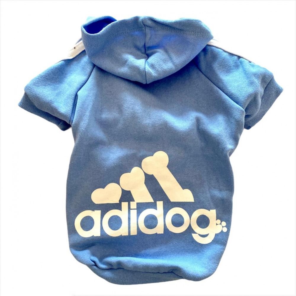 Bebek Mavisi Adidog Kapşonlu Köpek Sweatshirt Köpek Kazağı
