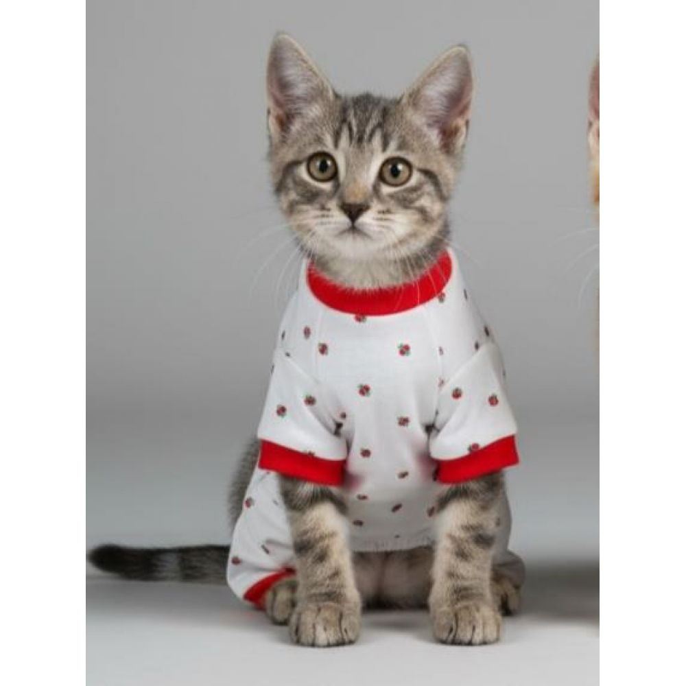 Berry Kedi Tulumu | Pamuklu Penye Kedi Kıyafeti | Küçük Irklar İçin | Tüy Dökülmesini Azaltır