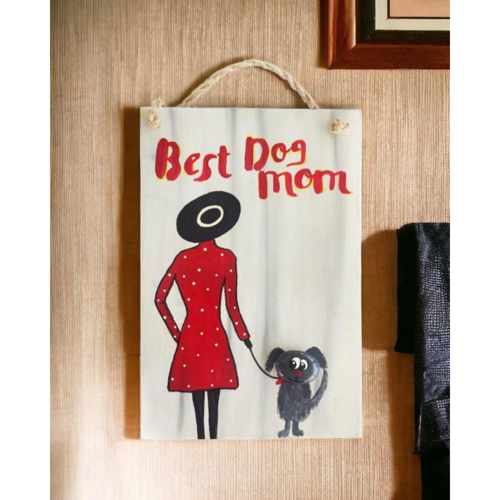 Best Dog Mom Duo Anneler Günü Pano Red Dress