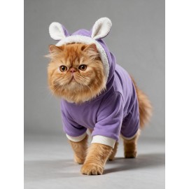 Bibelot Lavender Polar Kedi Tulumu | Yumuşacık ve Sıcacık Bunny Kulaklı Tulum