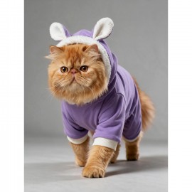 Bibelot Lavender Polar Kedi Tulumu | Yumuşacık ve Sıcacık Bunny Kulaklı Tulum