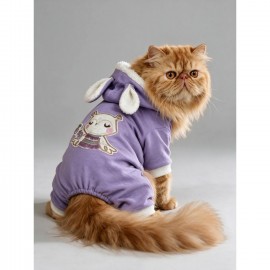Bibelot Lavender Polar Kedi Tulumu | Yumuşacık ve Sıcacık Bunny Kulaklı Tulum