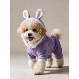 Bibelot Lavender Polar Köpek Tulumu | Yumuşacık ve Sıcacık Bunny Kulaklı Tulum
