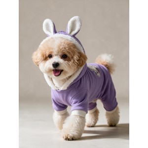 Bibelot Lavender Polar Köpek Tulumu | Yumuşacık ve Sıcacık Bunny Kulaklı Tulum