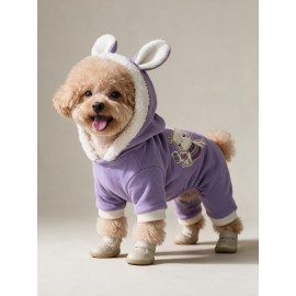 Bibelot Lavender Polar Köpek Tulumu | Yumuşacık ve Sıcacık Bunny Kulaklı Tulum
