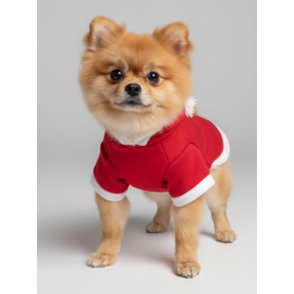 Biscotti Bear Kırmızı Xmas Köpek Kıyafeti | Kapüşonlu Polar Noel Sweatshirt | Küçük Irklar İçin