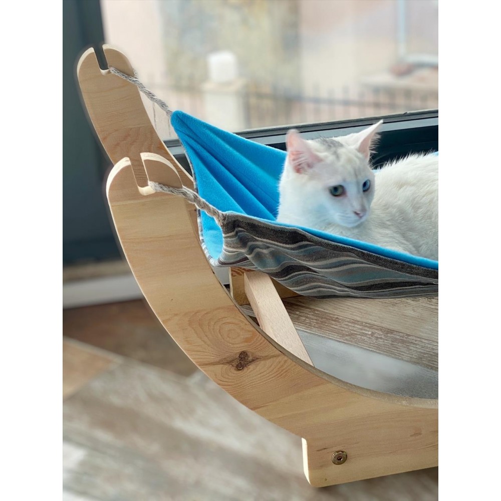 Blue KaTe Ahşap Kedi Hamağı , Kedi Yatağı, Kedi evi