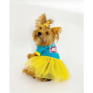 BLUE Love Mom Tütülü Köpek Elbisesi,  Kıyafeti Tutu