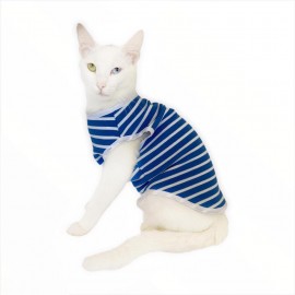 Blue White Stripe Atlet  by Kemique  Kedi Kıyafeti  Kedi Elbise