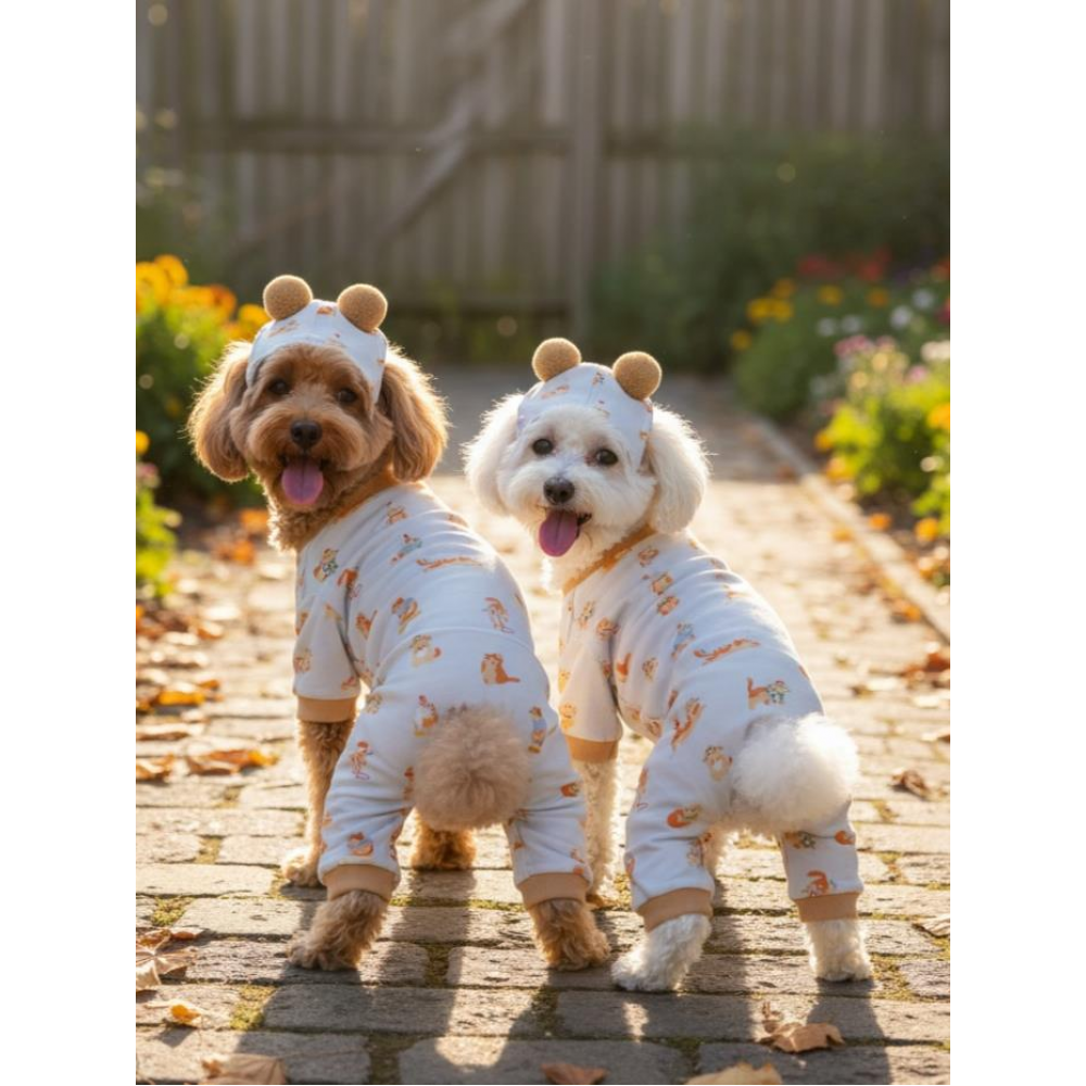 Boobie Bejjy Köpek Tulumu & Bere Takımı | Penye Kumaş | Küçük Irk Köpekler İçin | Tüy Dökülmesini Azaltır