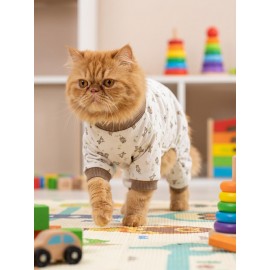 Breeds & Friends Penye Kedi Tulumu | Çok Irklı Desenli Kedi Pijaması