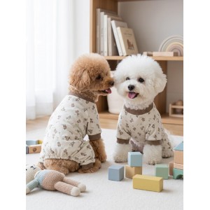 Breeds & Friends Penye Köpek Tulumu |  Desenli Köpek Pijaması | Küçük Irklar İçin