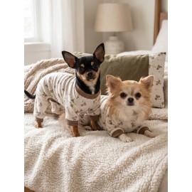 Breeds & Friends Penye Köpek Tulumu |  Desenli Köpek Pijaması | Küçük Irklar İçin