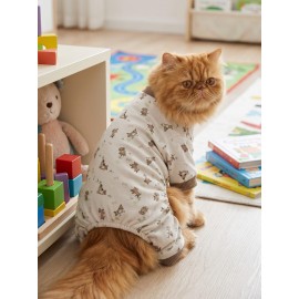 Breeds & Friends Uyku Takımı | Desenli Pamuklu Penye Kedi Tulumu ve Mini Yastık | Tüy Dökülmesini Azaltır