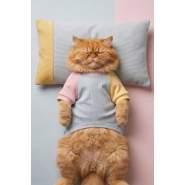 Bubbles Pastel Kedi Uyku Takımı | Mini Yastıklı Şeker Renkli Yazlık Kedi Pijama Seti