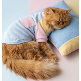 Bubbles Pastel Kedi Uyku Takımı | Mini Yastıklı Şeker Renkli Yazlık Kedi Pijama Seti