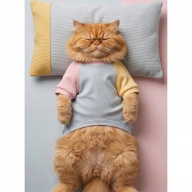 Bubbles Pastel Kedi Uyku Takımı | Mini Yastıklı Şeker Renkli Yazlık Kedi Pijama Seti