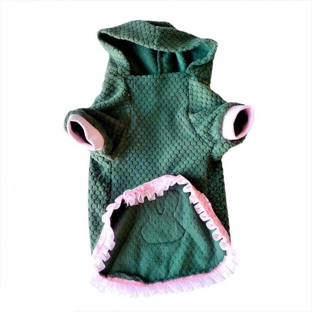 Bunny Pembe Dantelli Kapsonlu Sweatshirt Kedi Süeteri Kedi Kıyafeti