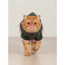 BunnyPop Kapüşonlu Kedi Elbisesi – Yeşil & Pembe