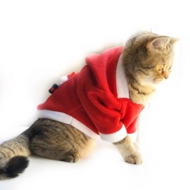 Cat Santa Kapşonlu Polar Noel Yılbaşı Kedi Kıyafeti