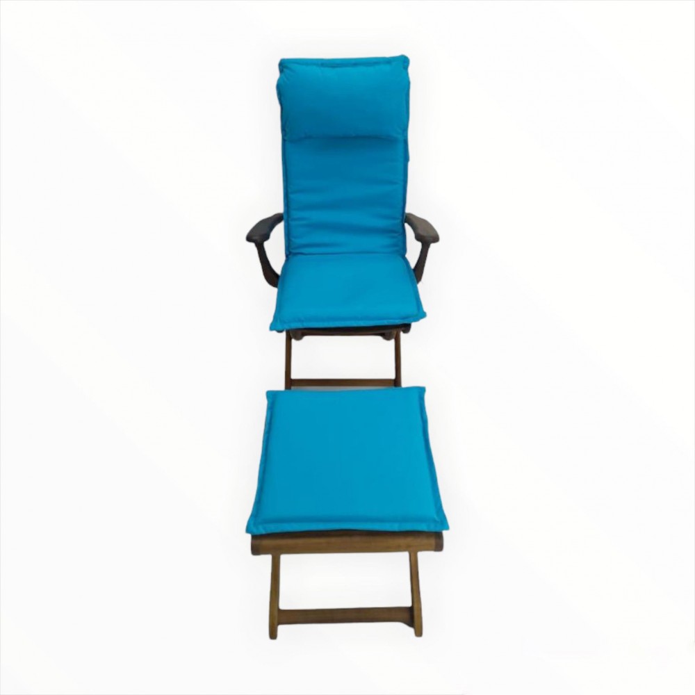 Celine Mavi Three In One Kolçaklı Sandalye ve Ayak Uzatma Takım, Koltuğu