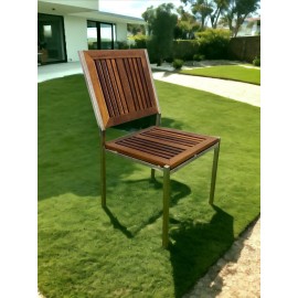 Inox İroko Ahşap Sandalye, Bahçe Sandalyesi INX330