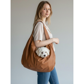 Su Geçirmez Suni Deri Köpek Taşıma Çantası – Emniyet Kemerli