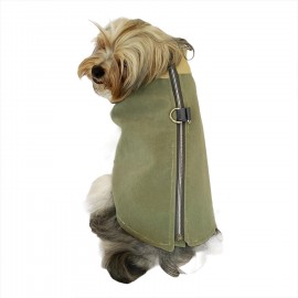 Chamois Su Yeşili Köpekler için Güderi Görünümlü Ceket 