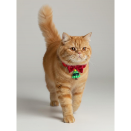 Christmas Tree Yılbaşı Kedi Papyon Tasması | Kırmızı Fiyonk Boyun Aksesuarı | Noel Temalı Kedi Süsü