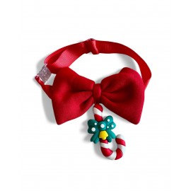 Christmas Candy Yılbaşı Kedi Papyon Tasması | Kırmızı Fiyonk Boyun Aksesuarı | Noel Temalı Kedi Süsü