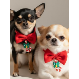 Christmas Candy Yılbaşı Köpek Papyon Tasması | Kırmızı Fiyonk Boyun Aksesuarı | Noel Temalı Köpek Süsü