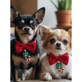 Christmas Candy Yılbaşı Köpek Papyon Tasması | Kırmızı Fiyonk Boyun Aksesuarı | Noel Temalı Köpek Süsü