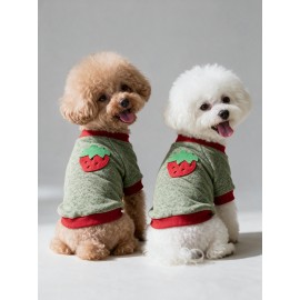 Çilek Tadında Köpek Sweatshirt – Kırmızı Yeşil - Sıcacık
